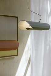 APOLIN 65 cm linear pendant lamp, sage and white