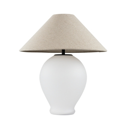 Lampa stołowa CLARA len, biała podstawa