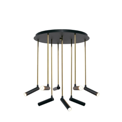 LARS 8 multi-arm ceiling lamp black, on plafond