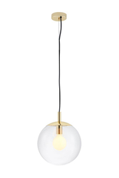 ALUR S gold pendant lamp, transparent shade, 25 cm