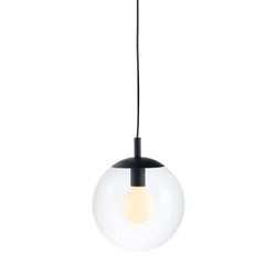 Lampa wisząca ALUR S czarna, transparentny klosz, 25 cm