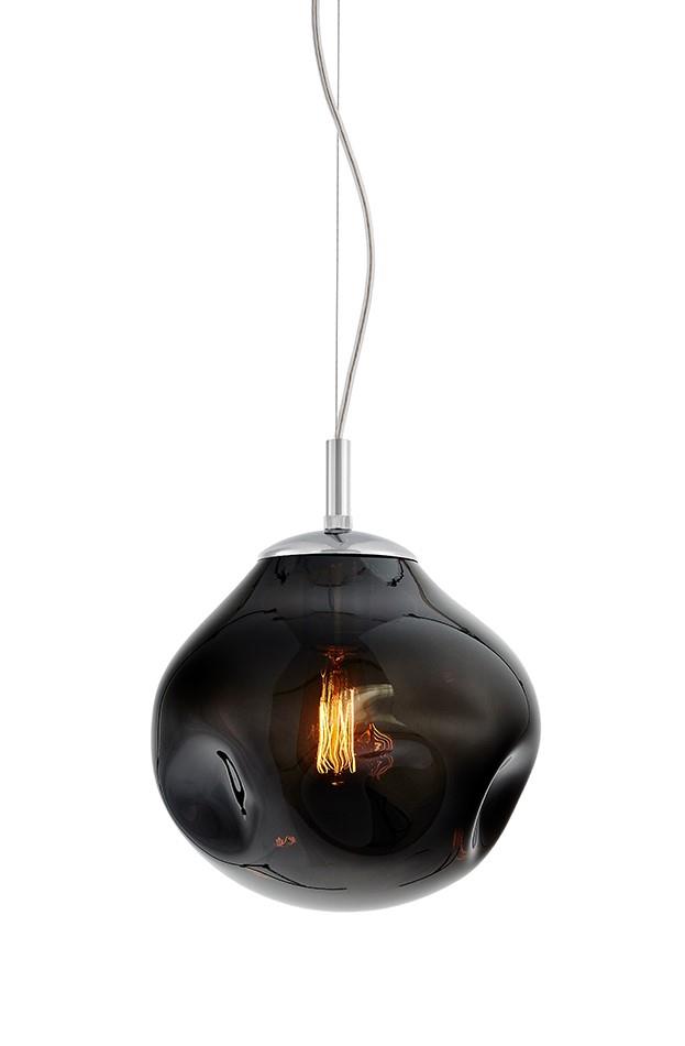 AVIA S pendant lamp smoky, 25 cm, chrome