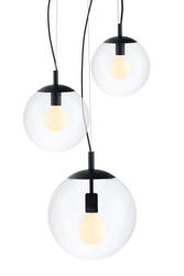 ALUR 2 three-point pendant lamp black, transparent shades