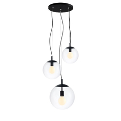 ALUR 2 three-point pendant lamp black, transparent shades