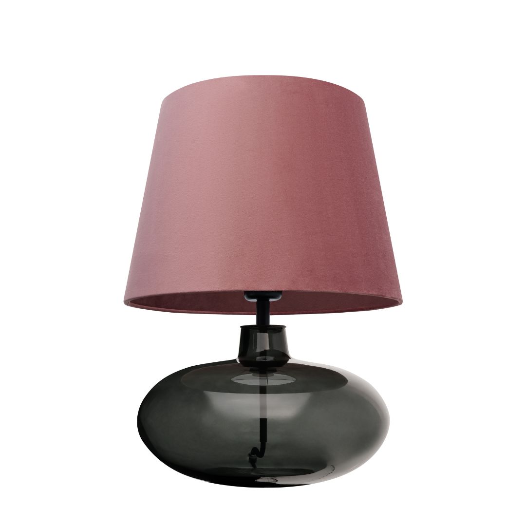 Lampa stołowa SAWA VELVET NEW pudrowy róż, przydymiona podstawa