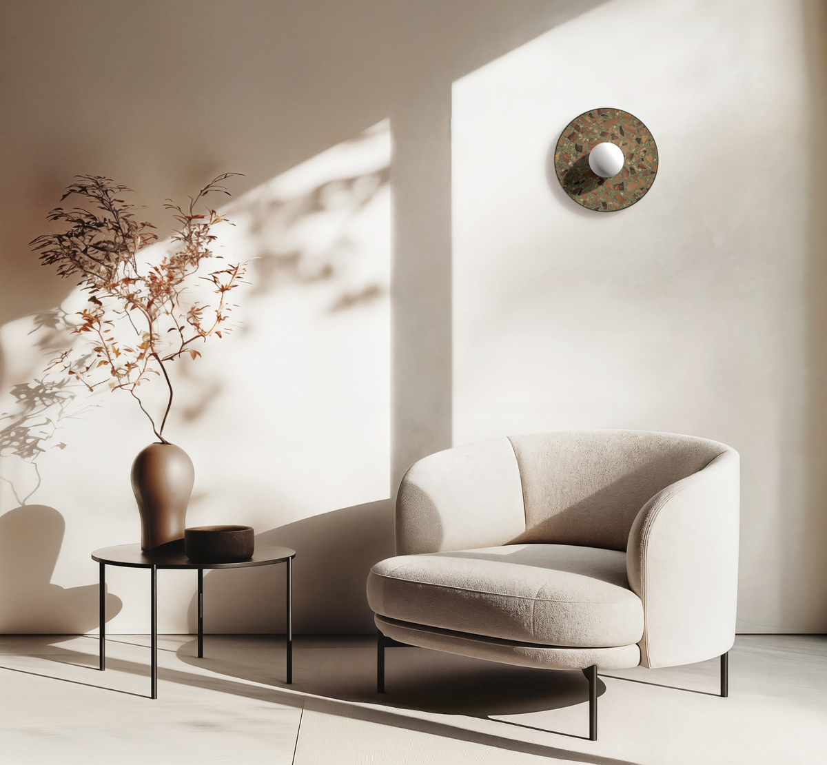 Round wall lamp LEGRA IP44, sage