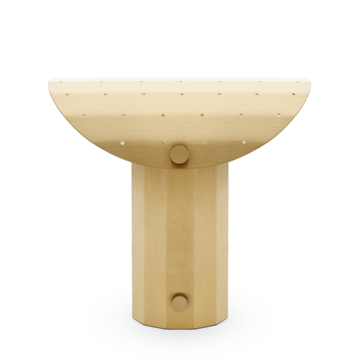 Lampa stołowa APOLIN z perforowanym daszkiem, 30 cm, szczotkowany mosiądz