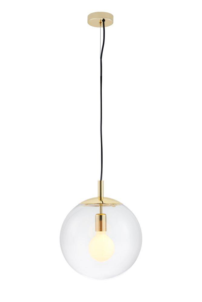 ALUR M gold pendant lamp, transparent shade, 30 cm