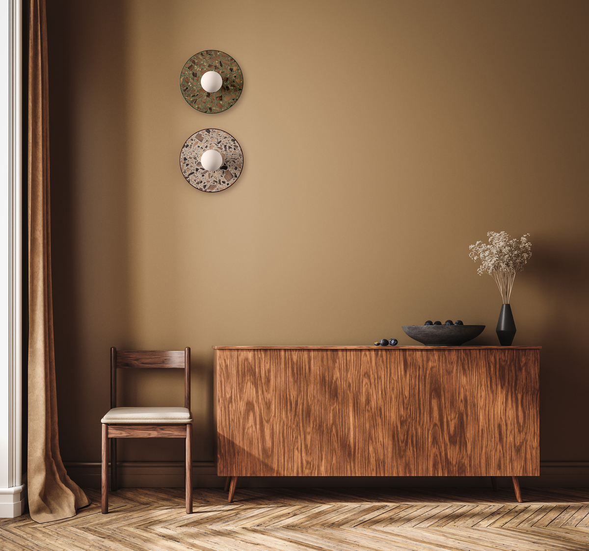 Round wall lamp LEGRA IP44, terracotta