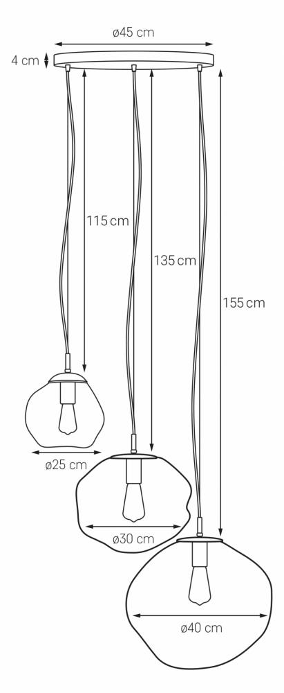 AVIA 3 three-point pendant lamp smoky, chrome