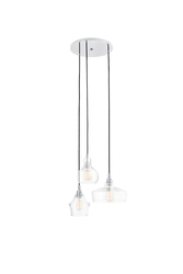 Lampa wisząca trzypunktowa LONGIS CHROM 3 na plafonie