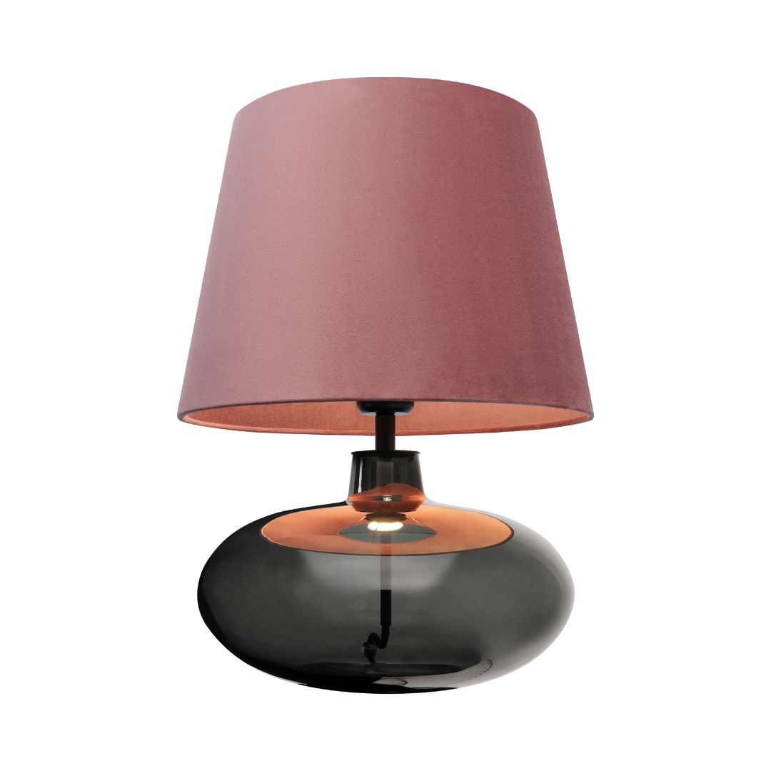 Lampa stołowa SAWA VELVET pudrowy róż, przydymiona podstawa