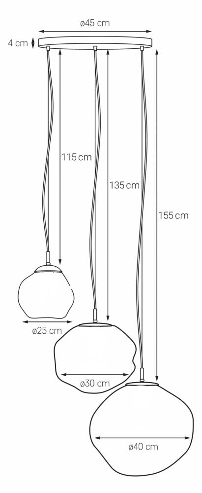 Lampa wisząca trzypunktowa CLOE 3 złoto