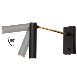 Wall lamp LARS black, with on/off switch, on arm