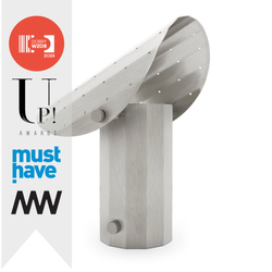 Lampa stołowa APOLIN z perforowanym daszkiem, 30 cm, szczotkowana stal