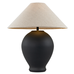 Lampa stołowa CLARA len, grafitowa podstawa