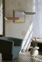 APOLIN 65 cm linear pendant lamp, dusty pink-white