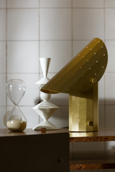 APOLIN table lamp with perforated canopy, 30 cm, brushed brass