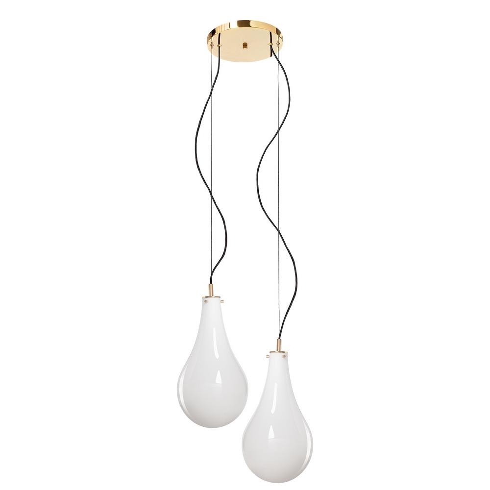 STILLA 2 two-point pendant lamp, gold finish