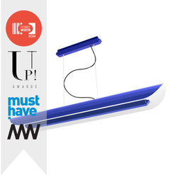 APOLIN 120 cm linear pendant lamp, cobalt white