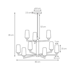 GRANDE gold nine-arm chandelier