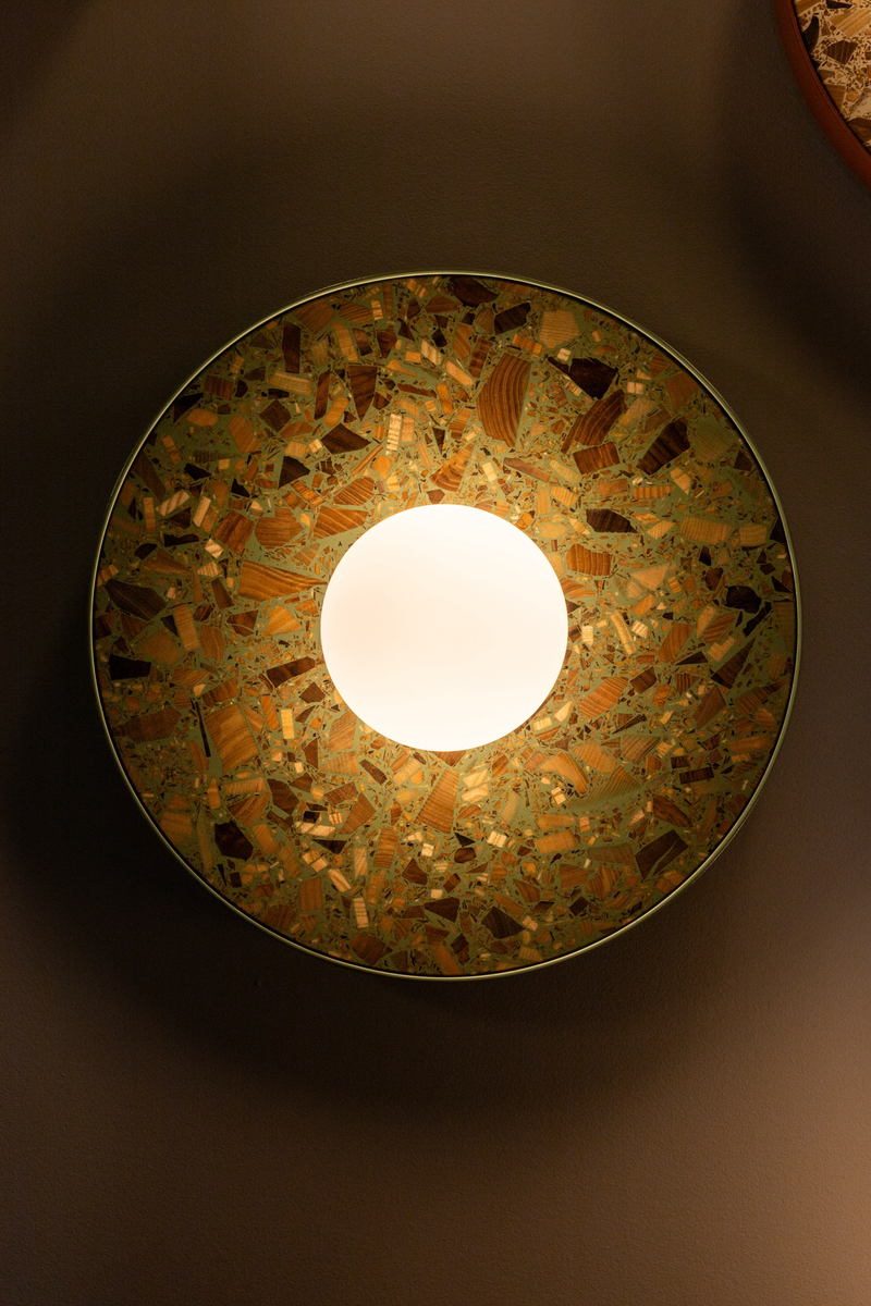 Round wall lamp LEGRA IP44, sage