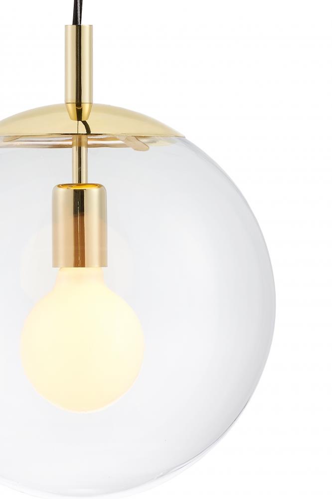 ALUR M gold pendant lamp, transparent shade, 30 cm