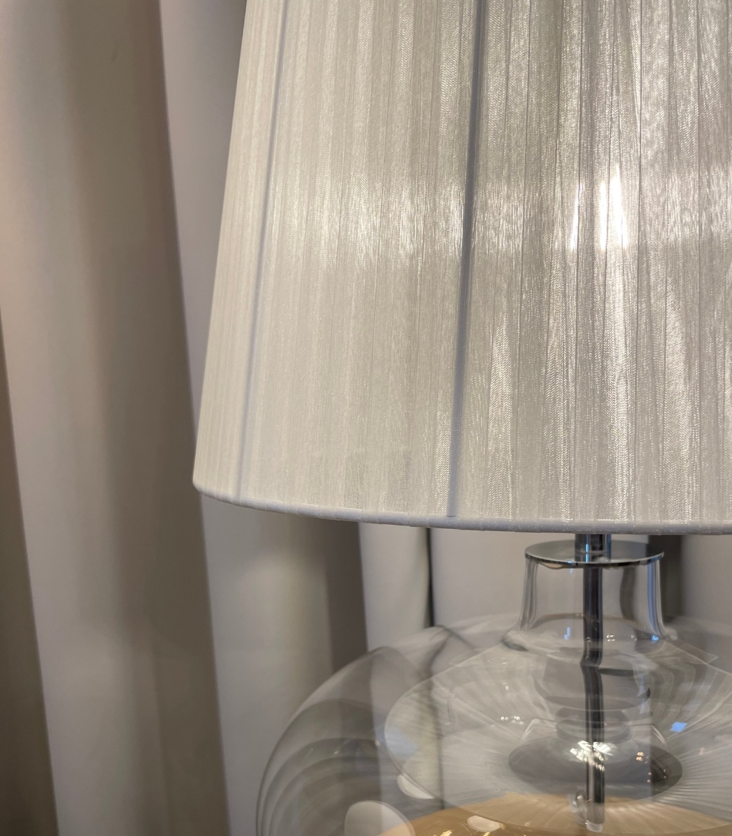 Lampa stołowa SAWA kremowa, transparentna podstawa