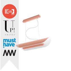 APOLIN 65 cm linear pendant lamp, dusty pink-white