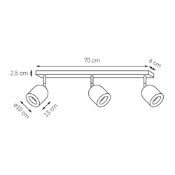 SPARK 3 three-point ceiling spotlight black, on strip