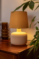 Lampa stołowa GAJA musztardowa, beżowa podstawa