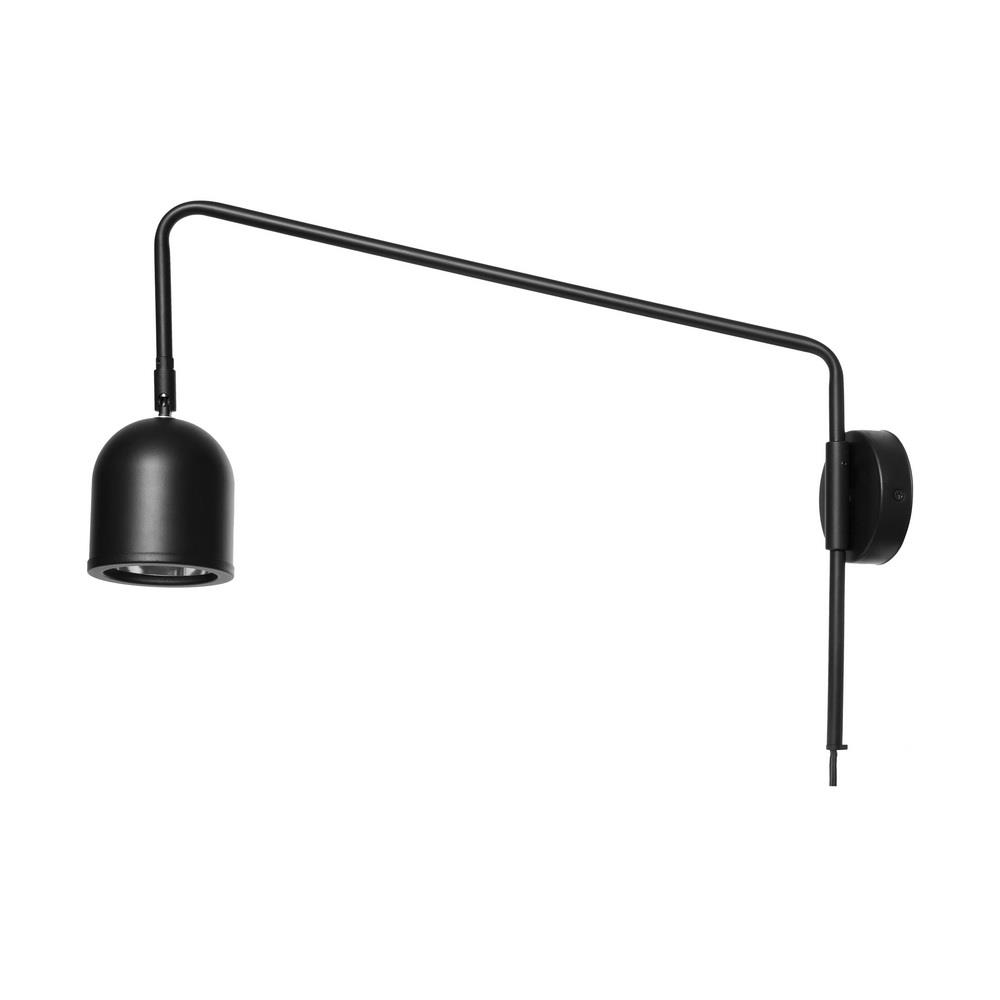 GASPAR wall lamp black, on a cantilever, with an on/off switch