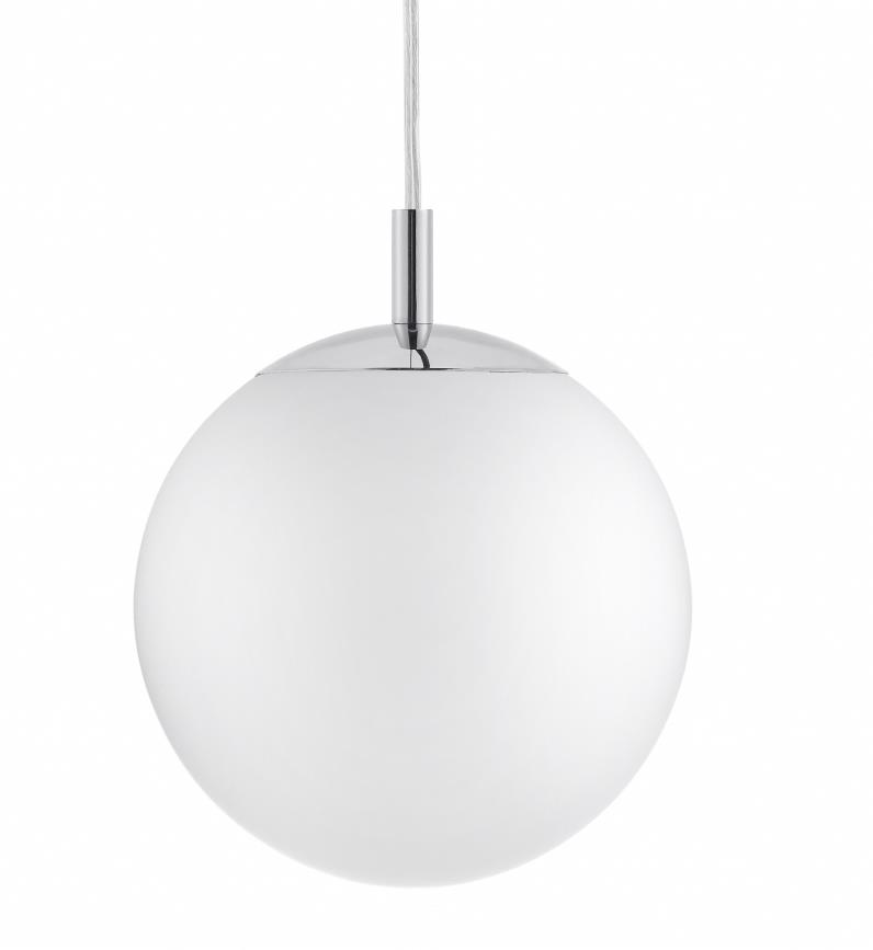 Pendant lamp ALUR L chrome, white lampshade 40 cm