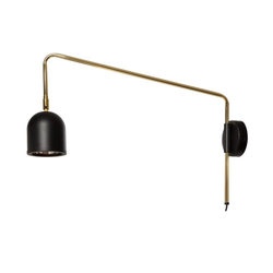 GASPAR black-gold wall lamp, on a cantilever, with an on/off switch