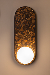 Oval wall lamp LEGRA IP44, brown