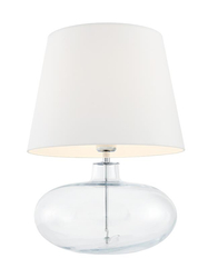 Lampa stołowa SAWA biała, transparentna podstawa