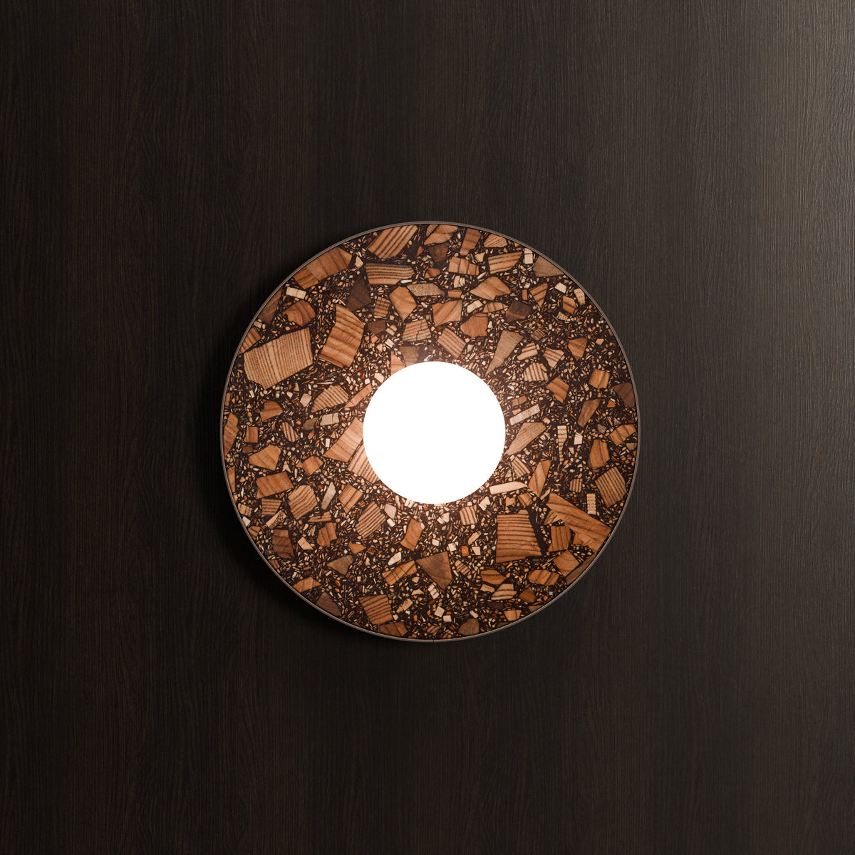 Round wall lamp LEGRA IP44, dark brown