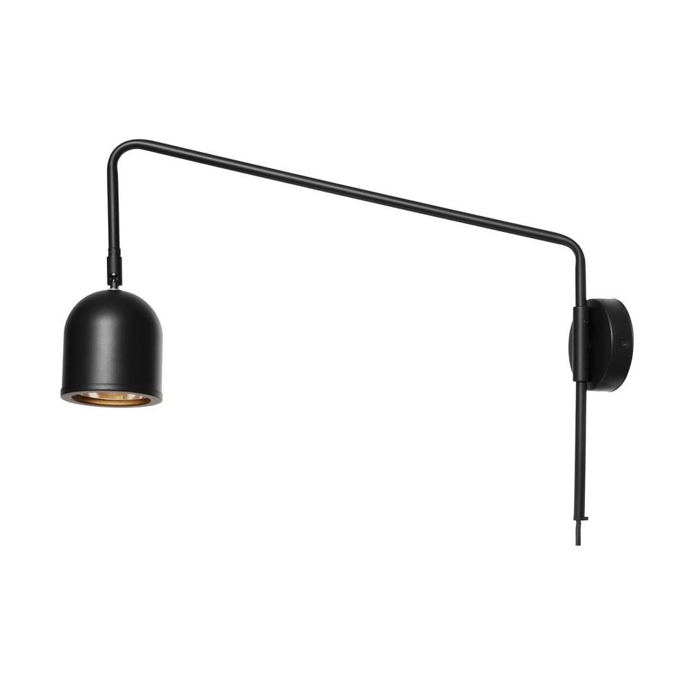 GASPAR wall lamp black, on a cantilever, with an on/off switch