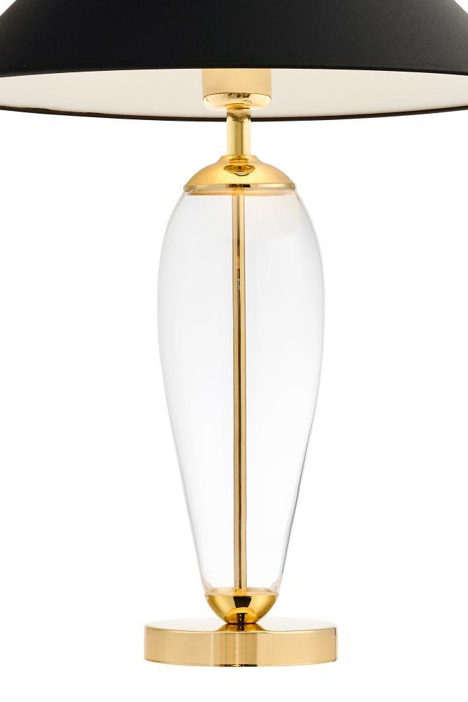 Lampa stołowa REA GOLD czarna, z transparentną podstawą