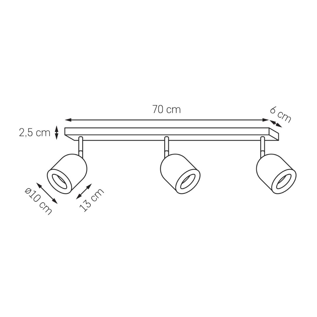 SPARK 3 three-point ceiling spotlight black, on strip