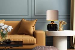 Lampa stołowa LORA beżowa, czarna podstawa