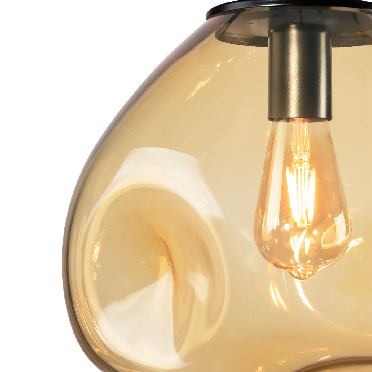 AVIA BLACK M amber pendant lamp, 30 cm
