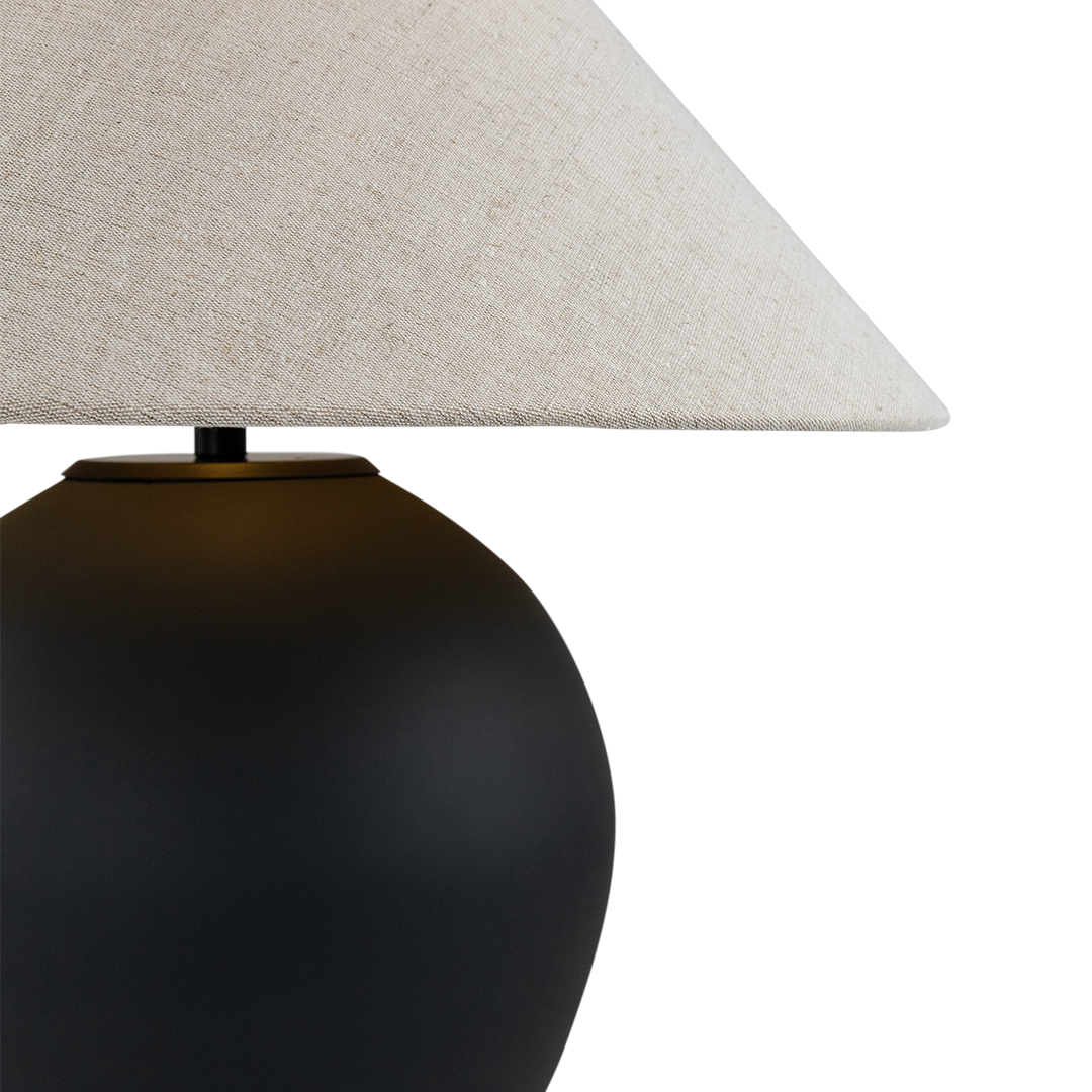 Lampa stołowa CLARA len, grafitowa podstawa