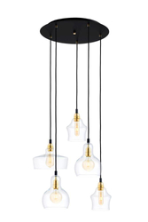 Lampa wisząca pięciopunktowa LONGIS GOLD 5 na plafonie