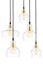 Lampa wisząca pięciopunktowa LONGIS GOLD 5 na plafonie