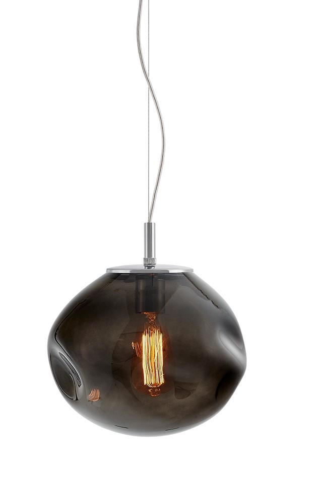 AVIA M pendant lamp smoky, 30 cm, chrome