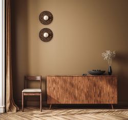 Round wall lamp LEGRA IP44, dark brown