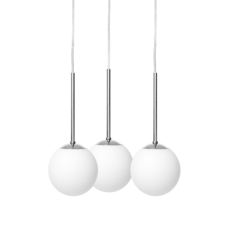 LAMIA 3 chrome three-point pendant lamp, on a plafond