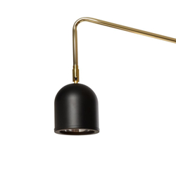 GASPAR black-gold wall lamp, on a cantilever, with an on/off switch