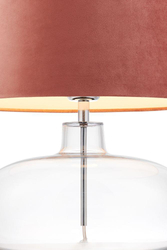 Lampa stołowa SAWA VELVET różowa, transparentna podstawa